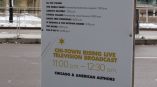 Freestanding event schedule sign printed on rigid board in Chicago Downtown.