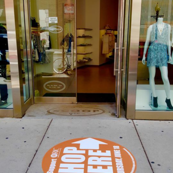 Shop Here sidewalk graphics