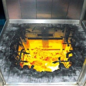 Hole in elevator floor graphic