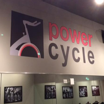 Power Cycle wall graphic at a gym