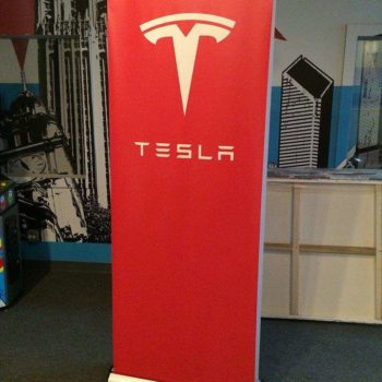 Tesla retractable banner