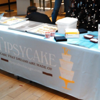 Tipsycake table cover at an event display