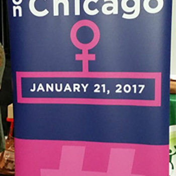 Women's march of Chicago retractable banner
