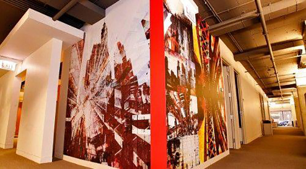 Custom wall covering of industrial images