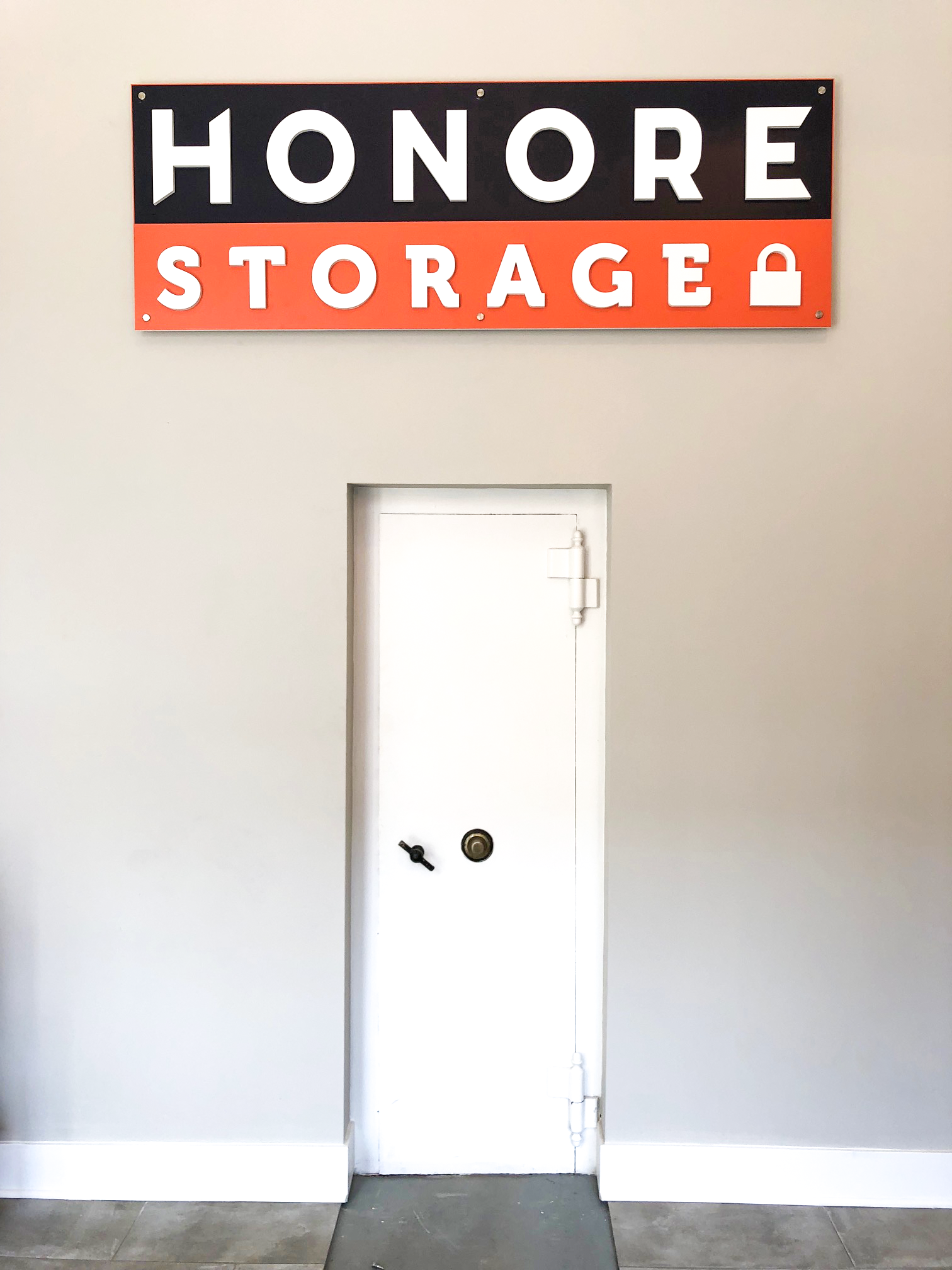 Honore Storage sign over door