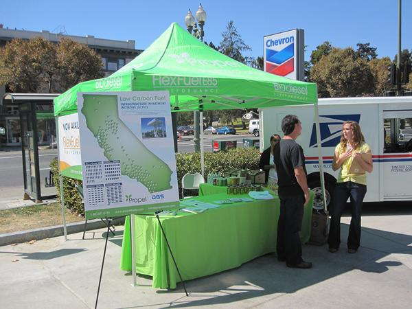 Event tent and accessories promoting low carbon fuel