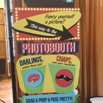 Point of purchase display promoting photobooth