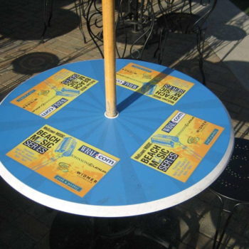 Table topper promoting Midtown Music Beach Music Series