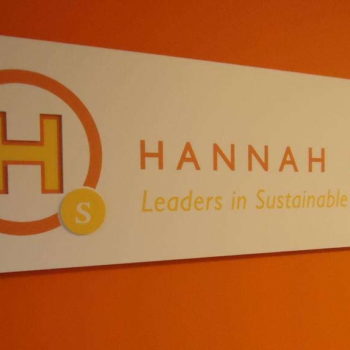 Indoor sign promoting Hannah Solar business
