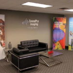 Various sample rectractable banners from SpeedPro