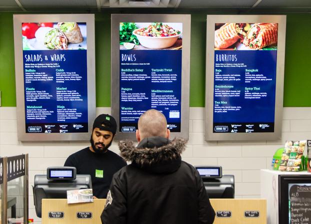 Digital signage serving as a sandwich business' menu
