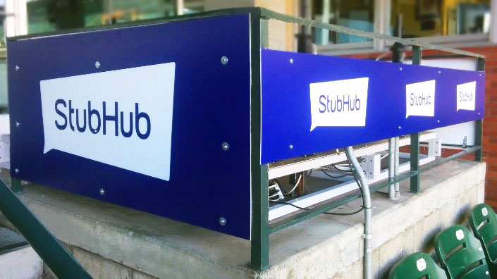 Outdoor signs promoting StubHub business