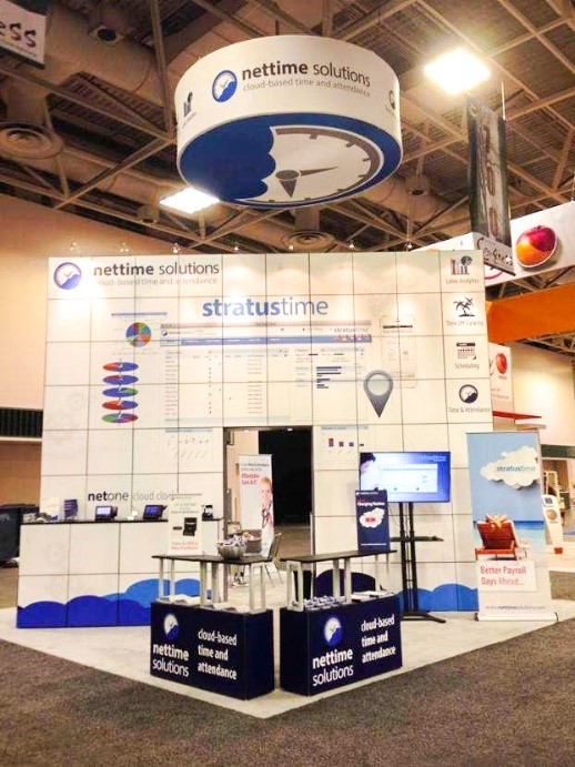 Trade show displays promoting Nettime Solutions