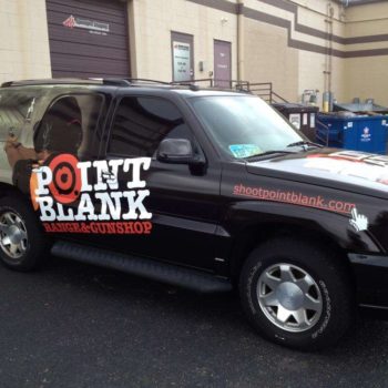 A vehicle wrap for Point Blank range and gunshop