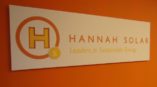 An indoor sign for Hannah Solar 
