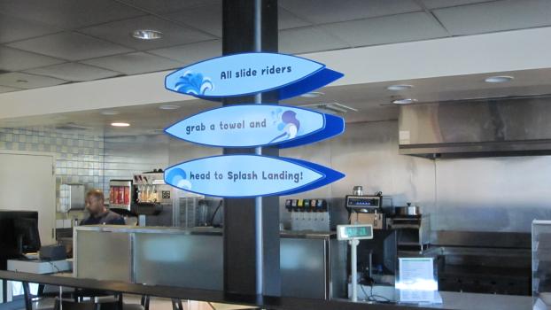 indoor signage at a cafeteria 
