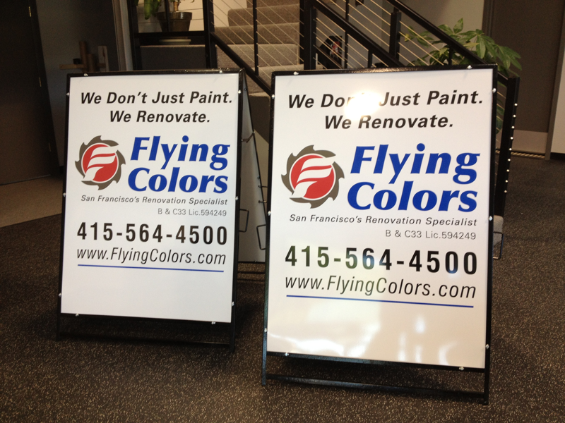 2 A frame signs for Flying colors inside