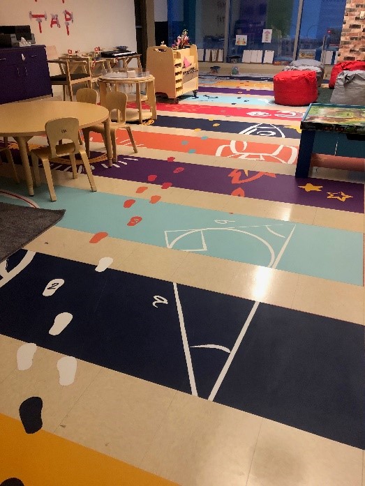 Floor graphics in a children's area
