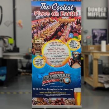 A popup banner for the silverball museum