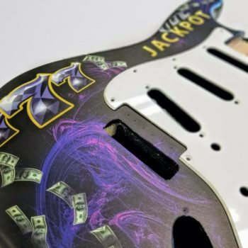 Custom graphics on electric guitar