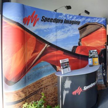 Striking trade show display, courtesy of SpeedPro Imaging