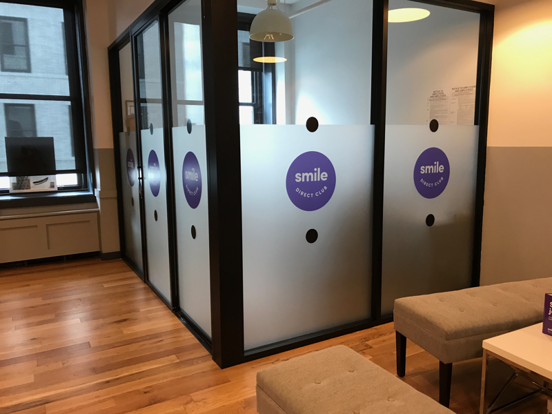 Frosted windows and custom graphics for Smile Direct