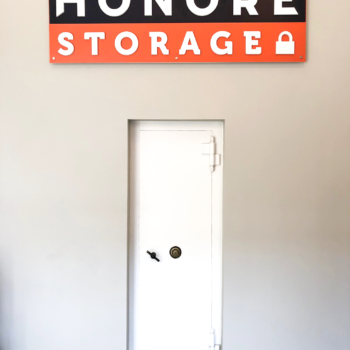 Honore Storage sign above door