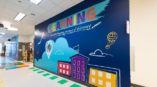 Bluewall mural about the importance of learning