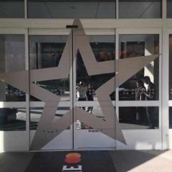 Window and door graphic in the shape of a star