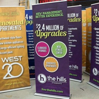 A variety of banners for trade shows, retail spaces and more