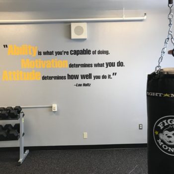 Motivational quote on gym wall