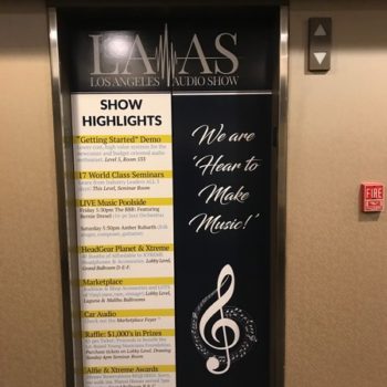 Elevator decal for Los Angeles Audio Show created by SpeedPro 