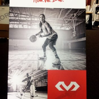 Pop-up display featuring basketball players 