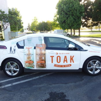 Vehicle wrap created for Toak Tea by SpeedPro 