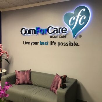 Light-up wall logo for ComForCare
