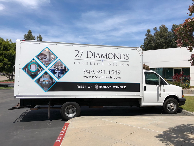 custom delivery truck wrap for 27 Diamonds