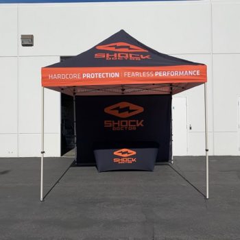Shock Doctors tent and table wrap