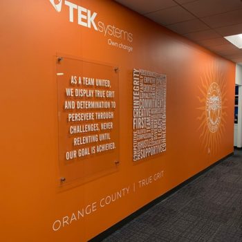 Mission statement plaques and wall decal for TEKsystems