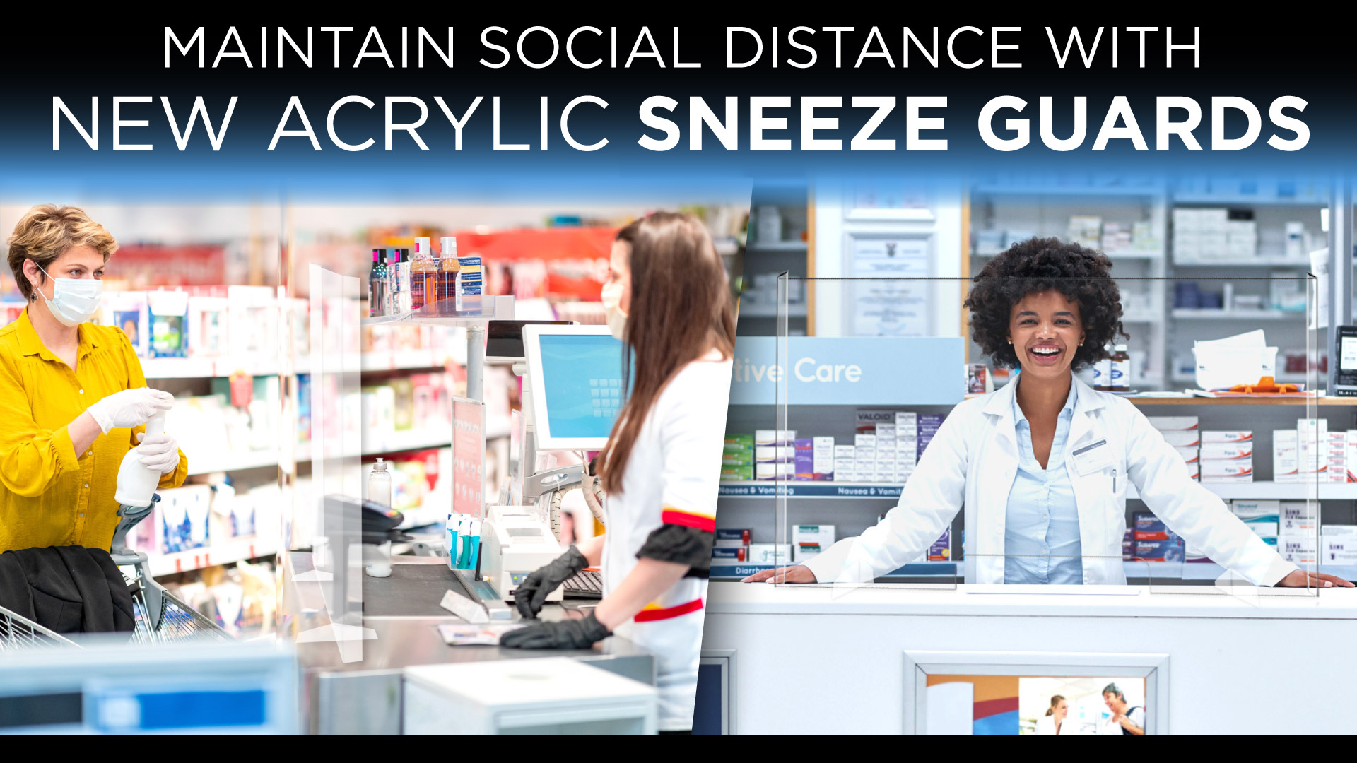 Acrylic sneeze guard graphic