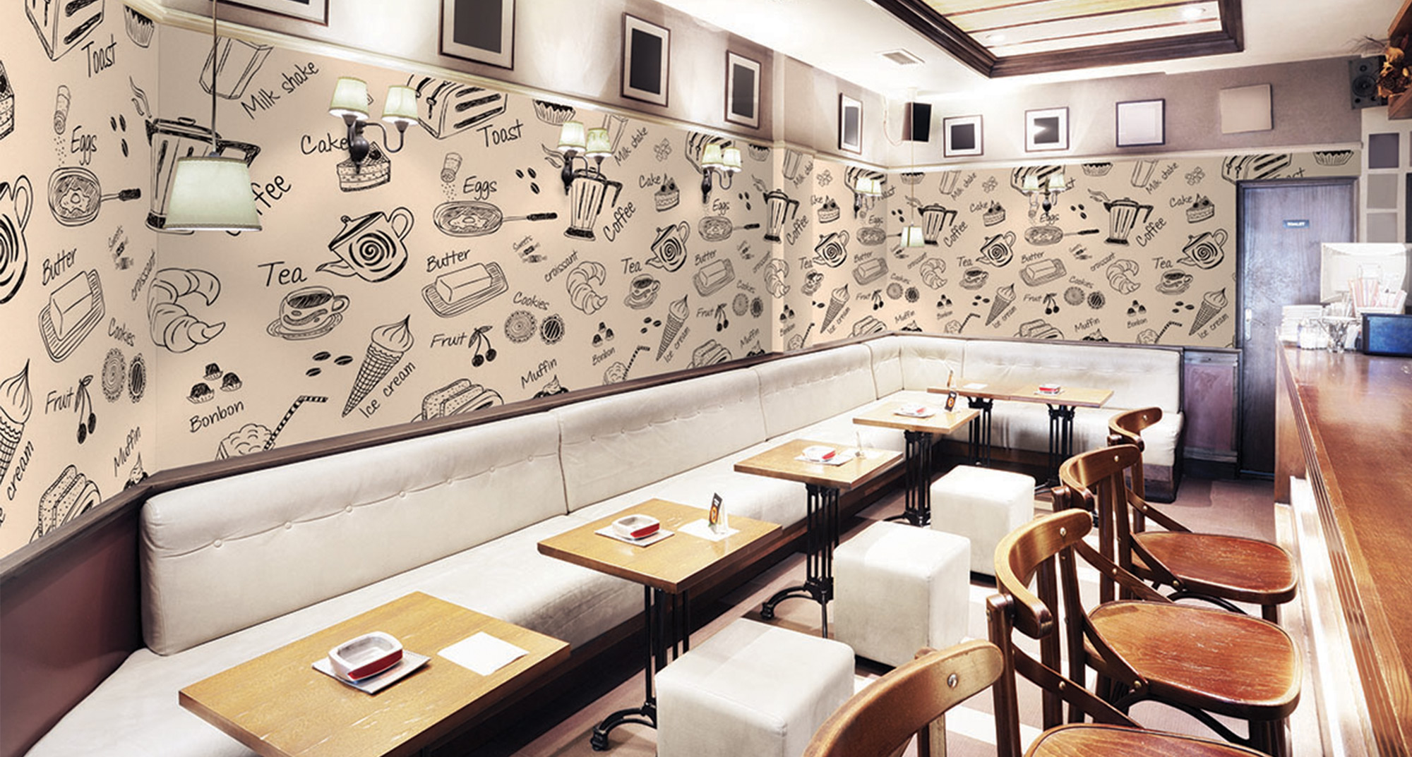 Wall art on coffee shop wall