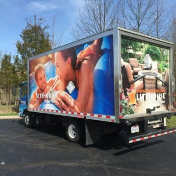 Litehouse text wrapped truck