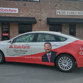 State Farm car outside State farm location