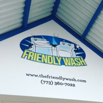 Friendly Wash wall graphic