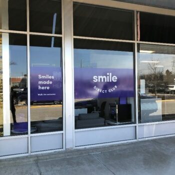 Smile Direct club window graphic