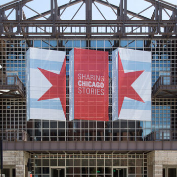 Sharing Chicago Stories vinyl banner