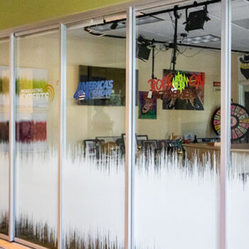 Broadcasting or media company signage and graphics