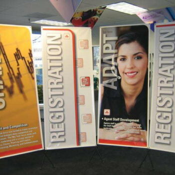 Popup banner display with custom graphics by Columbus sign company