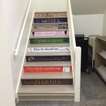 Book themed stair graphics