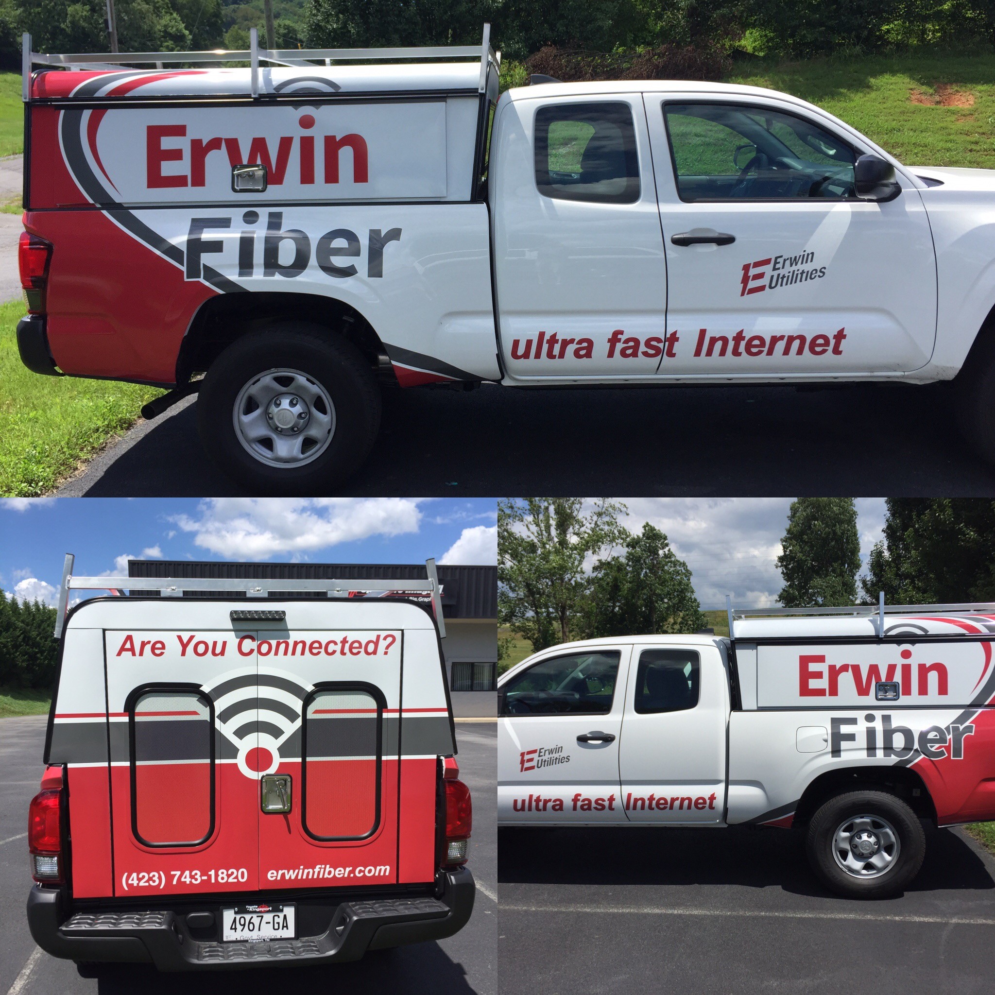 Erwin Fiber pick-up truck fleet wrap