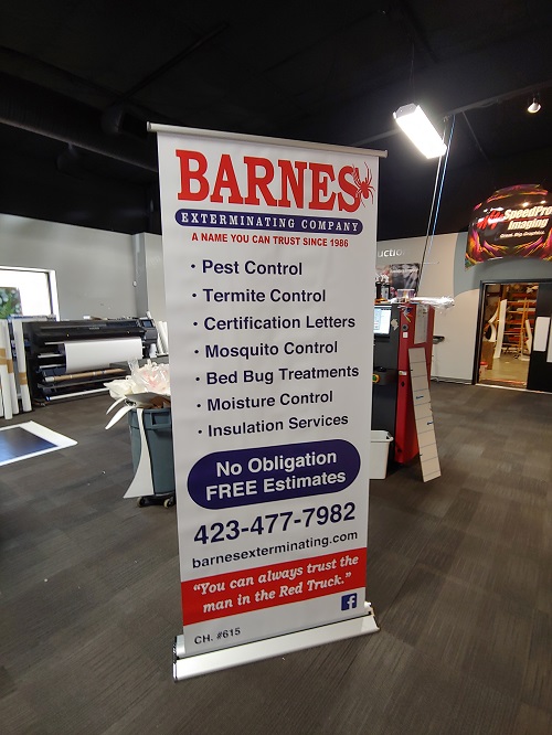 Barnes Exterminating Company retractable banner